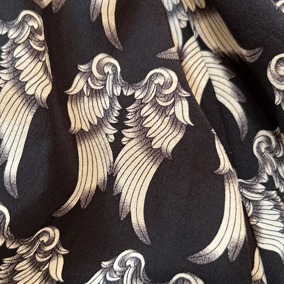 Faith Silk With Crystal Buttons Angel Wing Design Print Racerback Blouse Size L - Picture 8 of 11